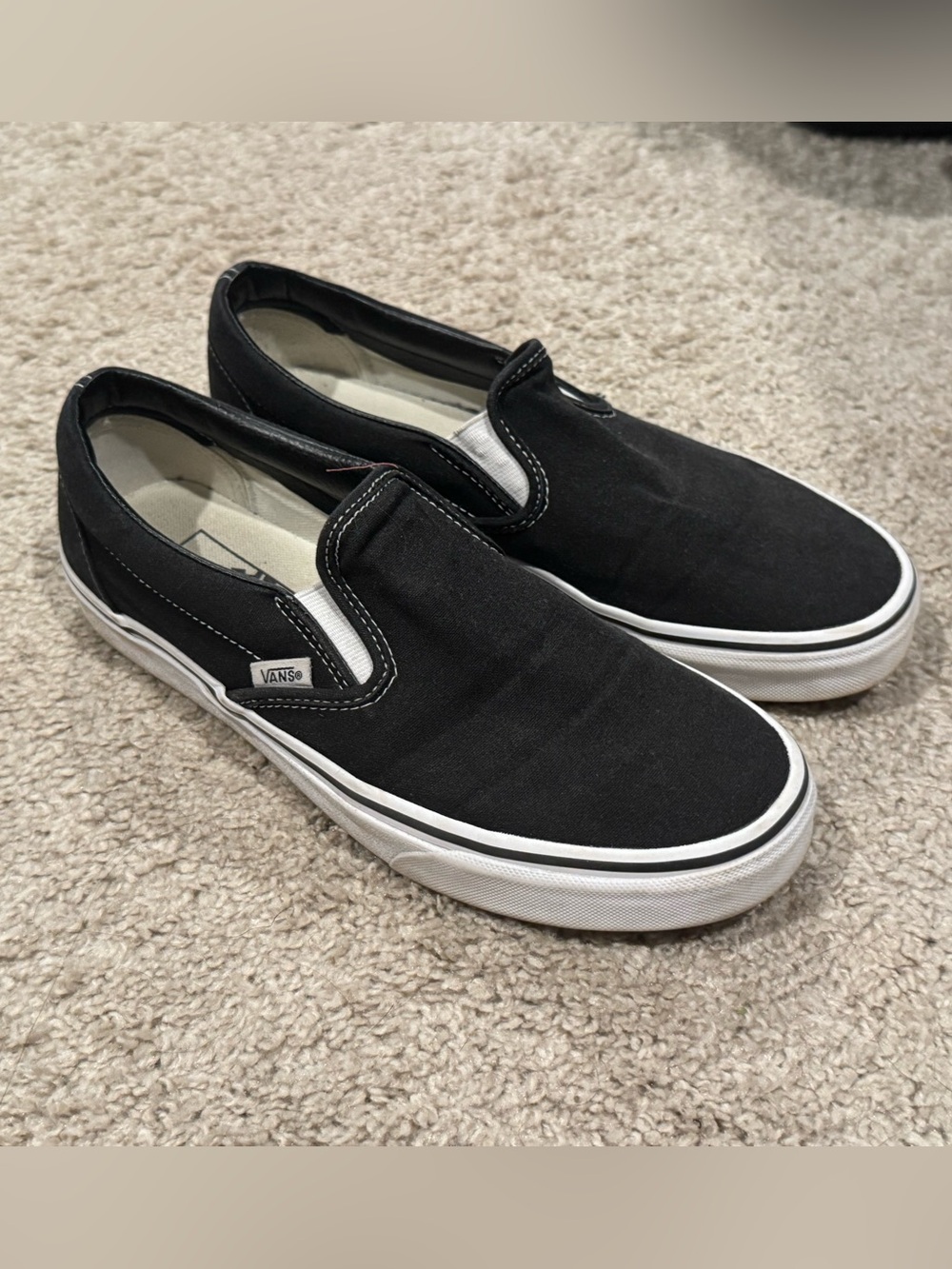 Vans Black & White Slip-On Canvas Sneakers